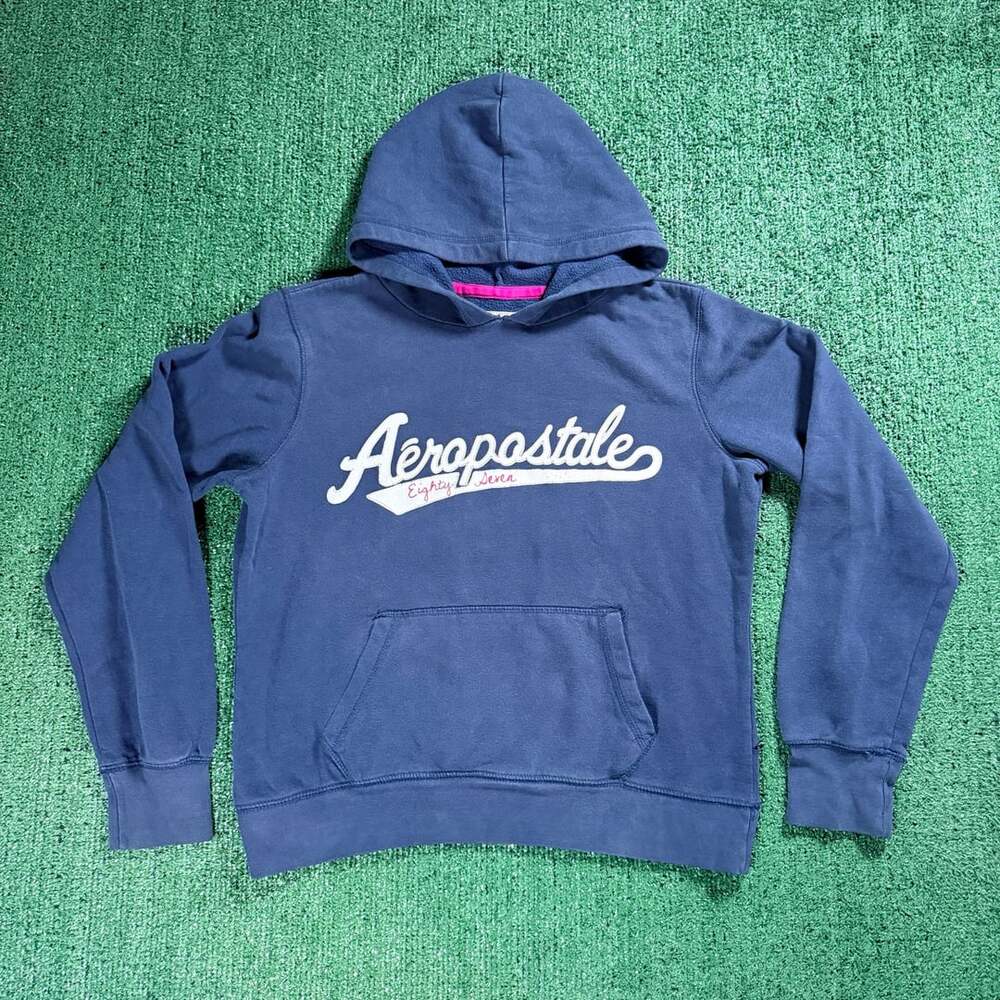Y2K Aeropostale Aero Logo Popover Hoodie Script Large